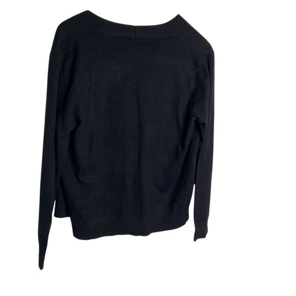 Aaeda Sweater Cardigan Women's Black Size L Open Front Floral Cottage Grandma - Picture 2 of 8